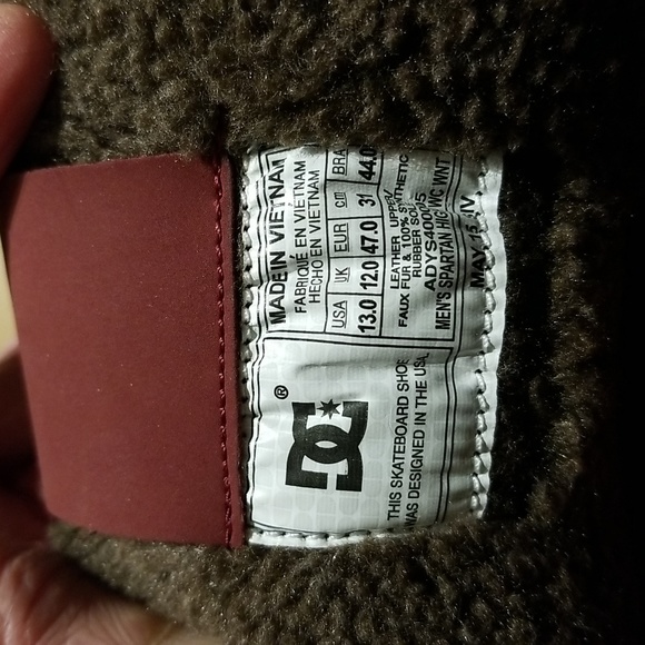 DC Men's Hi-top Skateboard Shoes Winter Sneakers Runners / Sz 13 / Brick Red - Picture 12 of 17